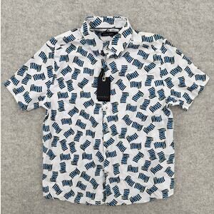 NWT Stone Rose Lounging Lobster Print Short Sleeve Nautical Shirt Size LARGE